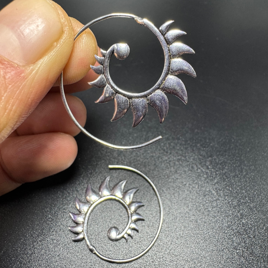 Boucles d'oreilles indiennes artisanales argentées