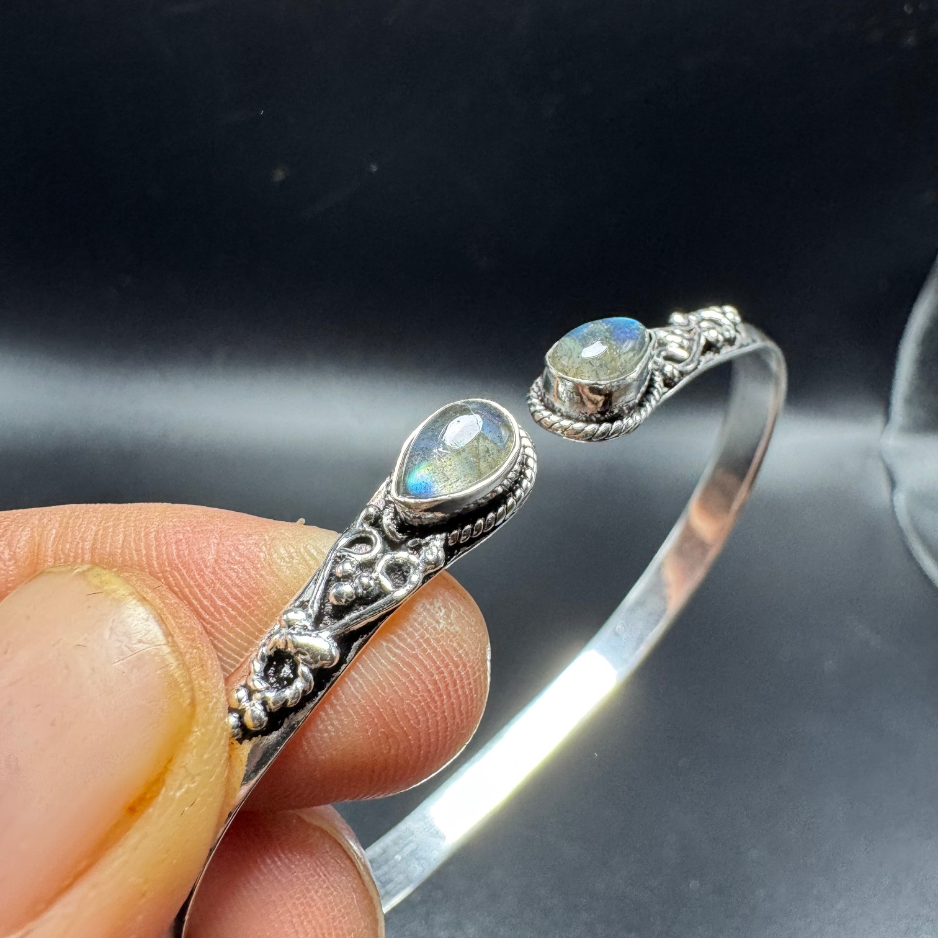 Bracelet indien argenté labradorite
