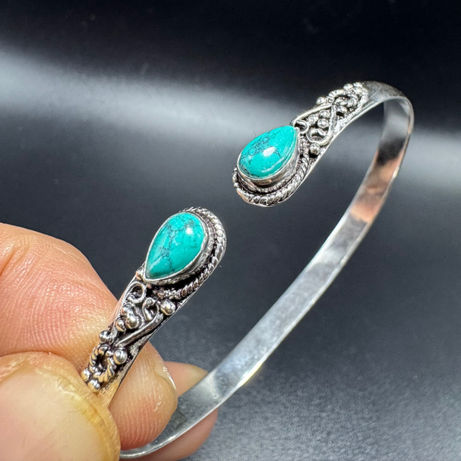 Bracelet indien argenté turkénite