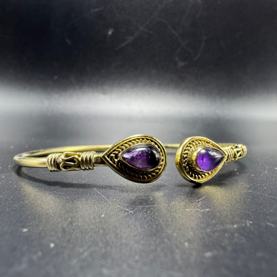 Bracelet indien doré améthyste