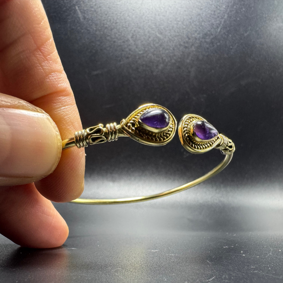 Bracelet indien doré améthyste