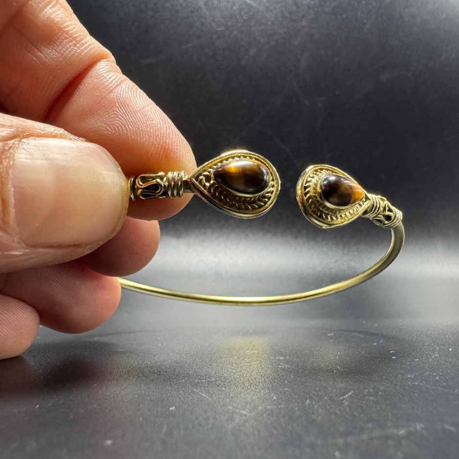 Bracelet indien doré oeil de tigre