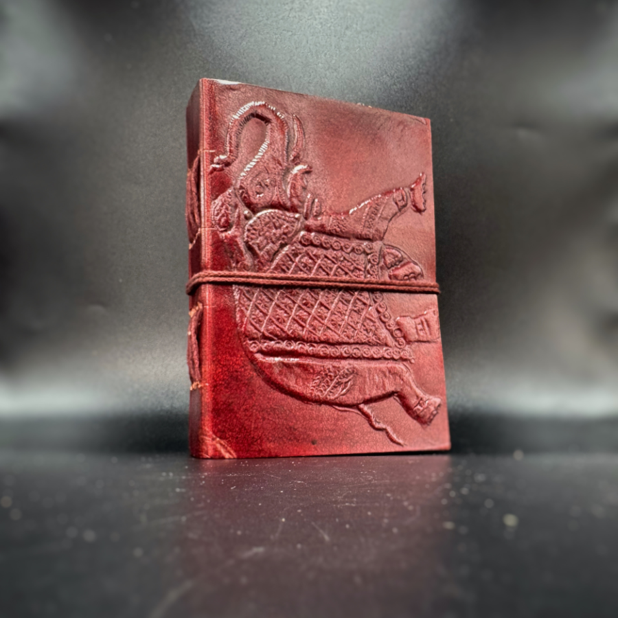 Carnet en cuir fait main motif éléphant – Artisanat d’Inde