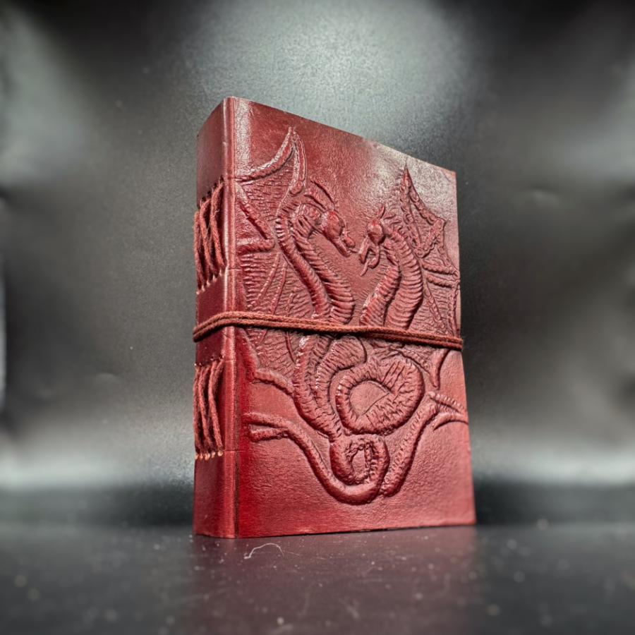 Carnet en cuir fait main motif dragon – Artisanat d’Inde