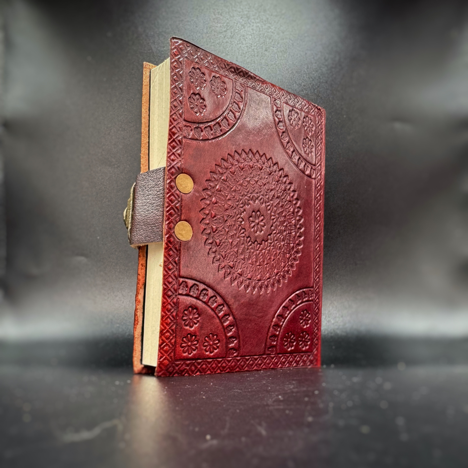 Carnet en cuir fait main motif loup – Artisanat d’Inde