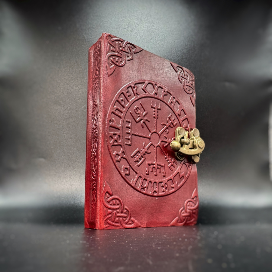Carnet en cuir fait main motif Vegvisir ou compas viking – Artisanat d’Inde