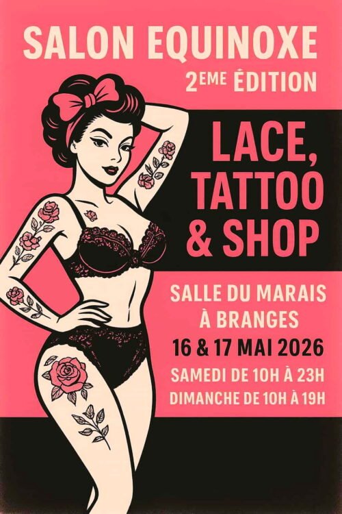 Salon Équinoxe Branges 16-17 mai 2026 – Lace, Tattoo & Shop Salle du Marais